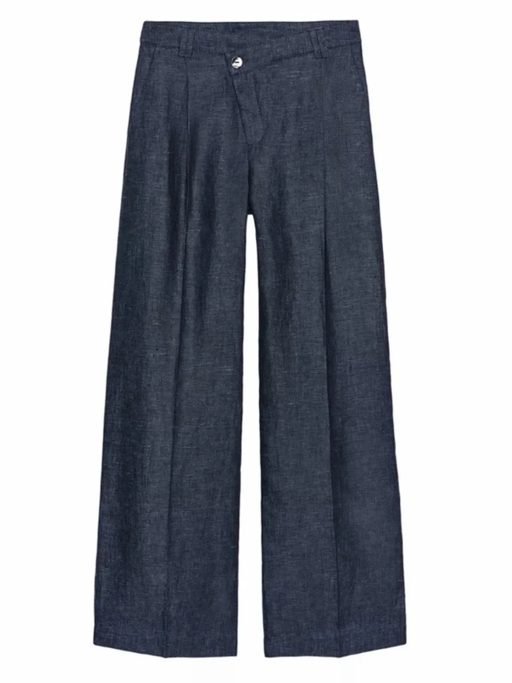 Zara Dark Navy Wide-Leg High-Rise Trousers